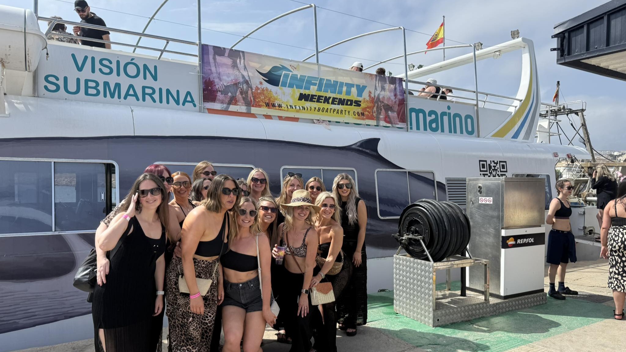 group of ladies waiting to board a party boat